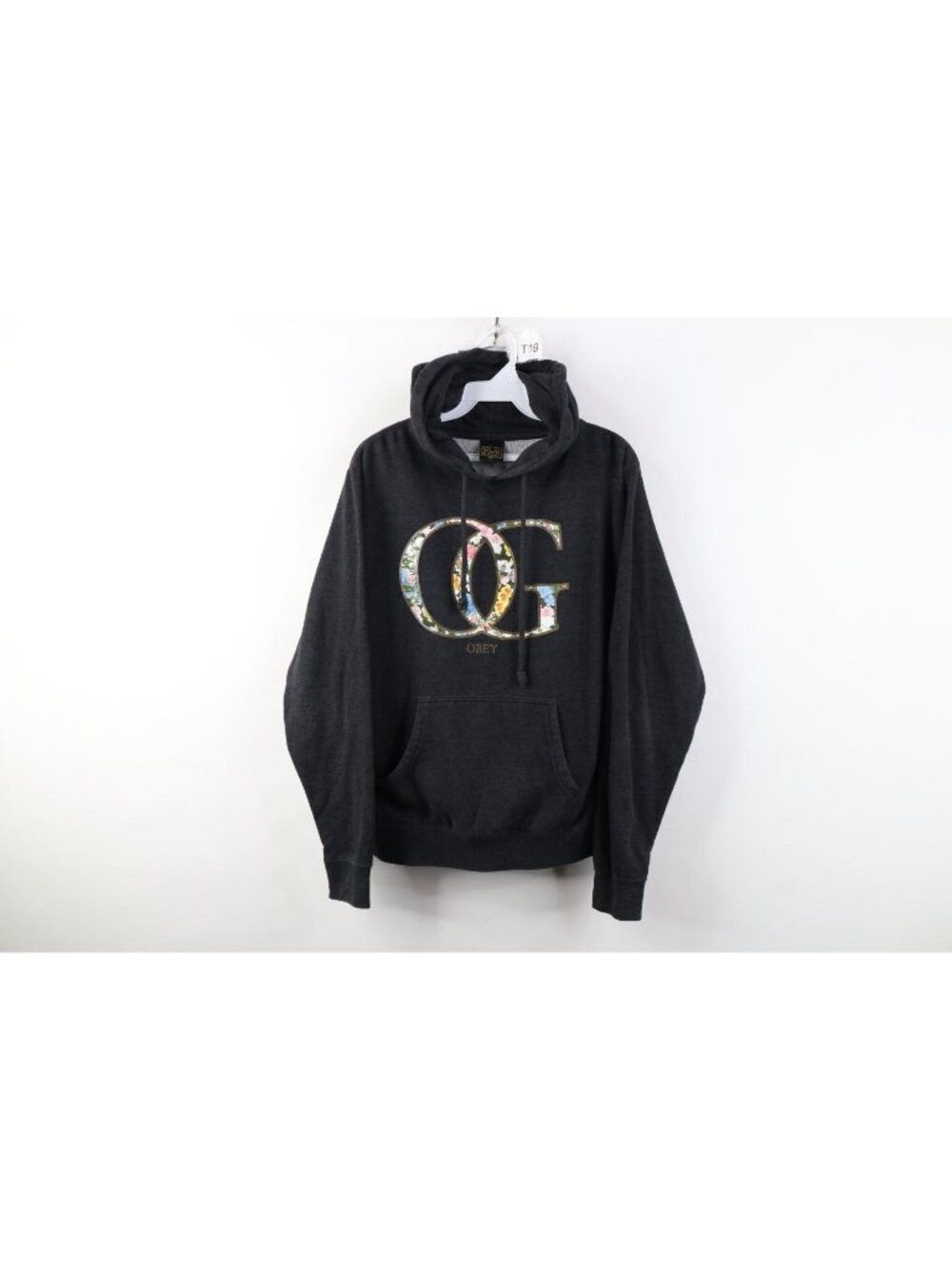 Vintage Y2K Obey Propaganda Womens Medium Spell Out OG Flower Hoodie Sweatshirt